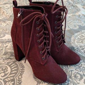 Burgundy Colored High Heel Boots